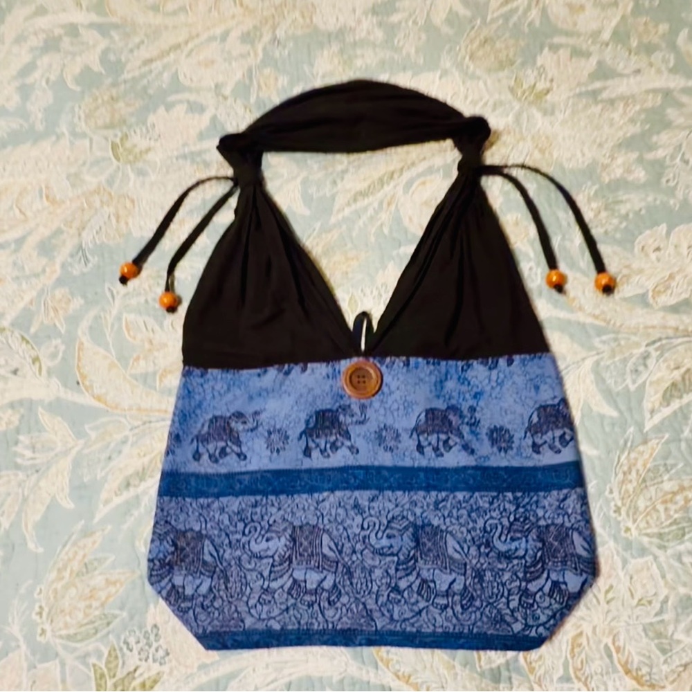 Boho-Chic vintage Thai/elephant motif, shoulder bag w/adj straps used
